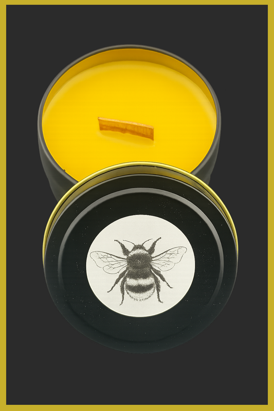 Tin Candle with Wooden Wick – Eco-Friendly, 100% Pure Beeswax, Made in Yorkshire, UK