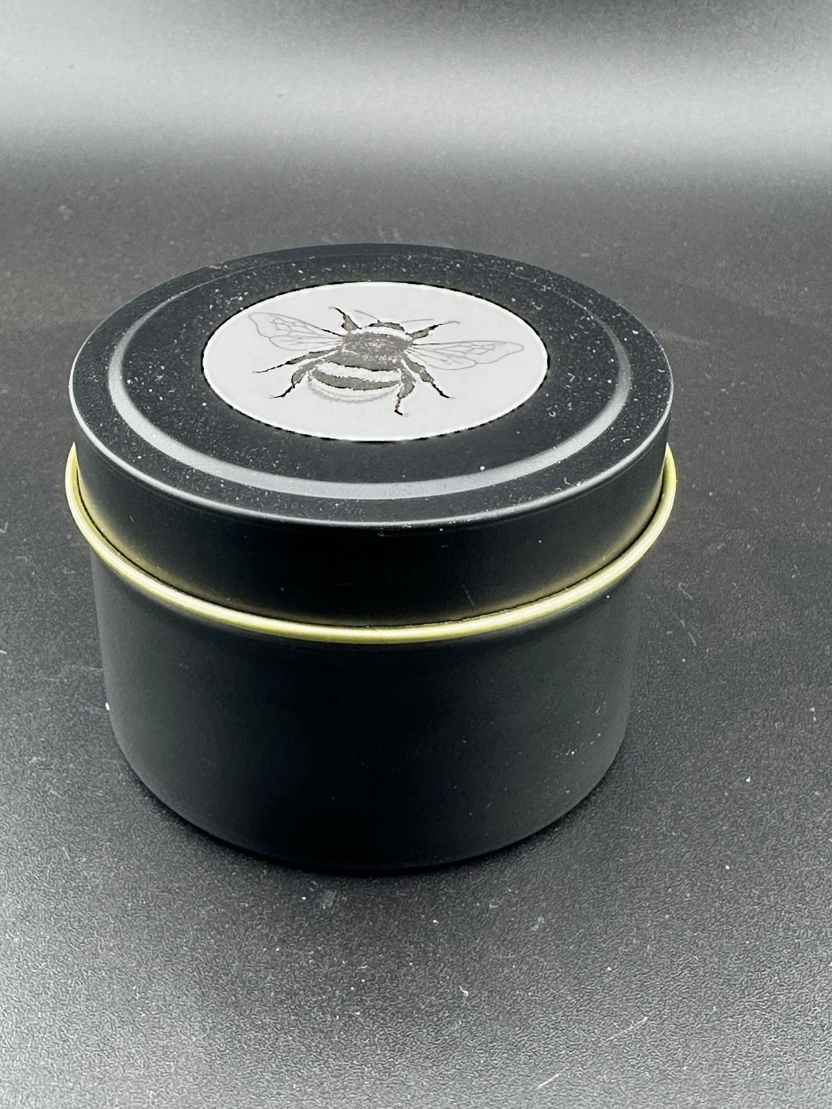 Pure Beeswax Tin Candle with a wooden wick Closed Made in Yorkshire UK