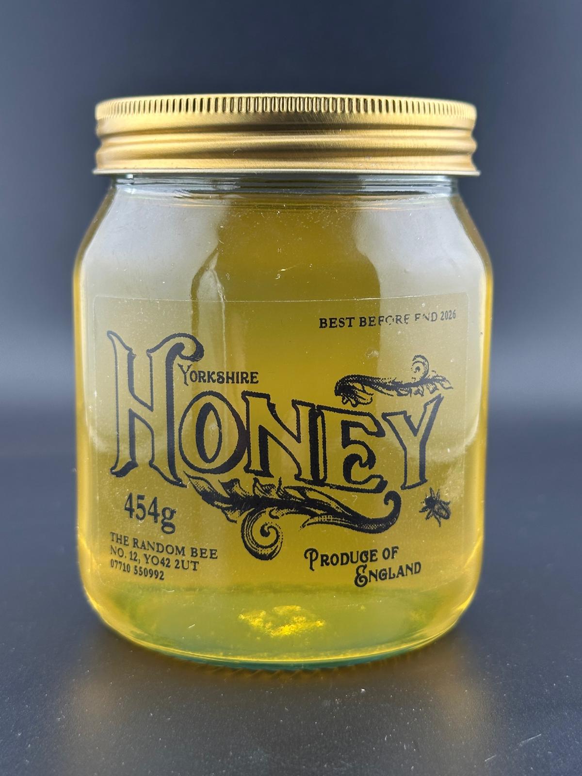 The Random Bee raw runny honey 454g (1lb), pure and natural, made in Yorkshire, UK